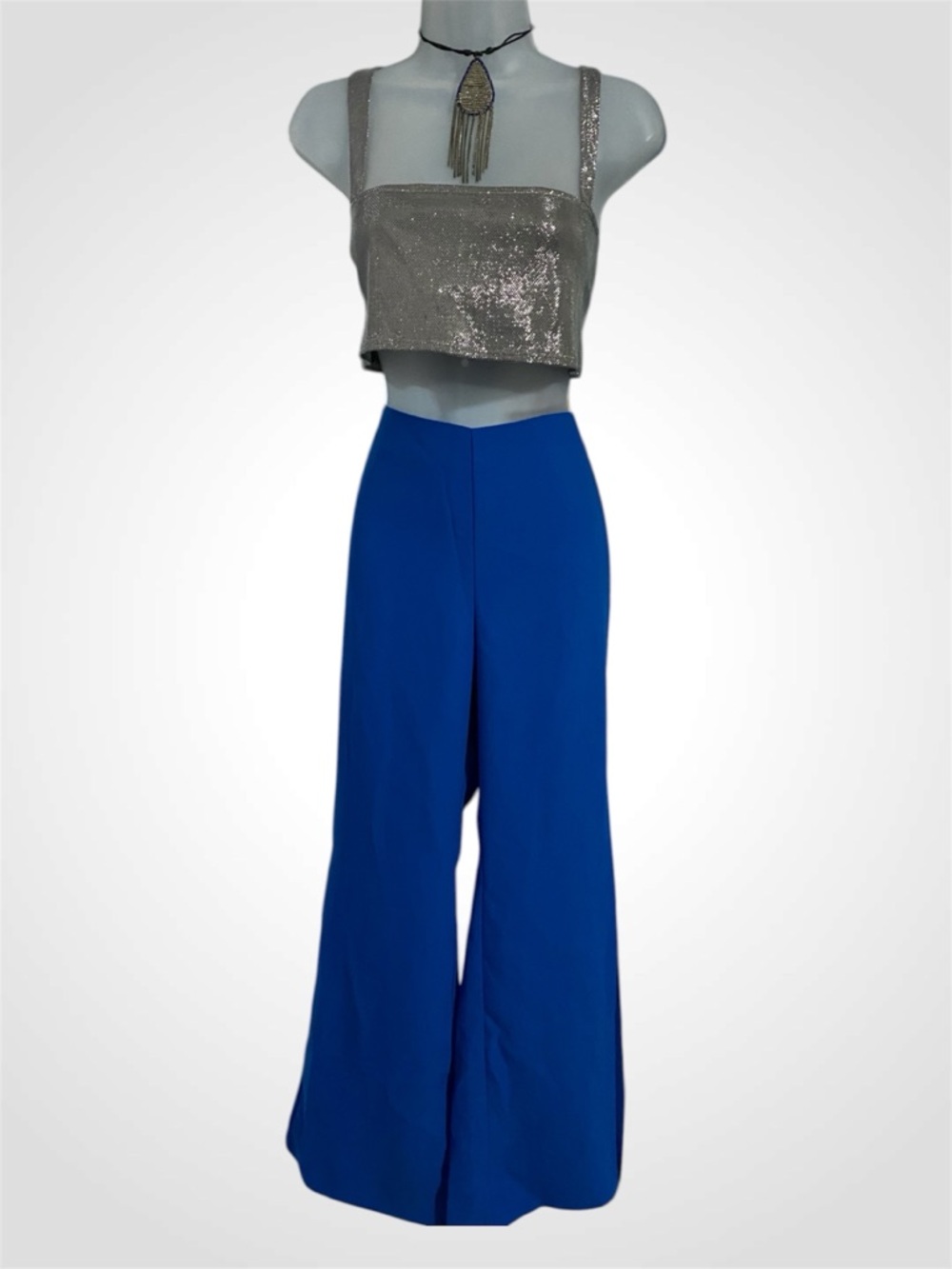 NWT - High Waisted Flare Blue Pant